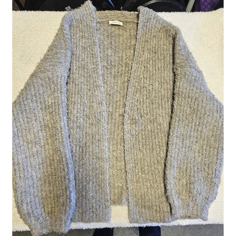 Cozy Open-Front Cardigan Sweater in Light Taupe